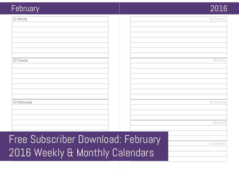 Free February Calendar Downloads