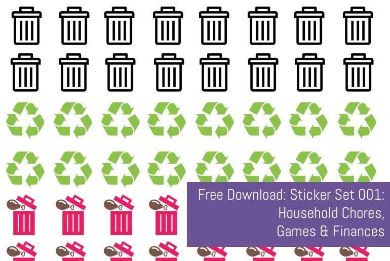 Free Download: Planner Sticker Set 001 Household Chores, Games & Finances