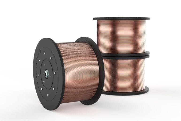 A close-up of a spool of copper wire