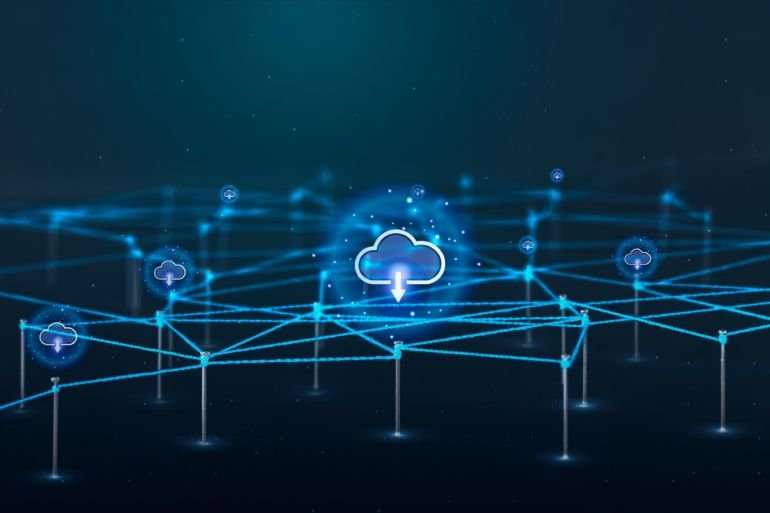 Illustration of data transfer in the cloud